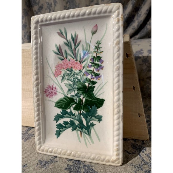 Ceramic 1990s Avon Spoon Rest Plate with Wall HangingHook - Picture 2 of 11